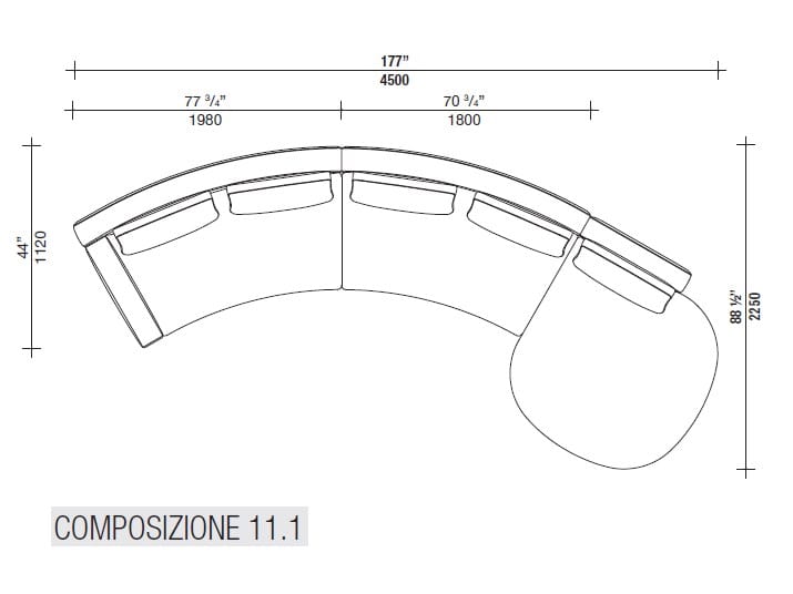 Угловой диван из ткани с полуостровом Lema Venise ARCH-00125173 - Вид №32