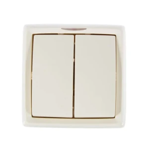 Выключатель накладной Reone 2 клавиши, цвет слоновая кость