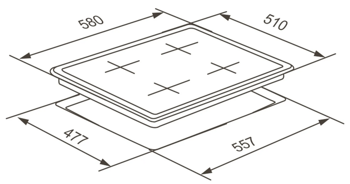9168784 Газовая варочная поверхность Meferi MGH604WH GLASS POWER STDN-0110187 - Вид №14
