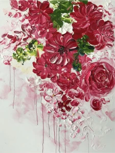 Картина на холсте 120х90 см "Дивные цветы" EVENHOME ДИЗАЙНЕРСКИЕ 130007 Бежевый;зеленый;красный;разноцветный