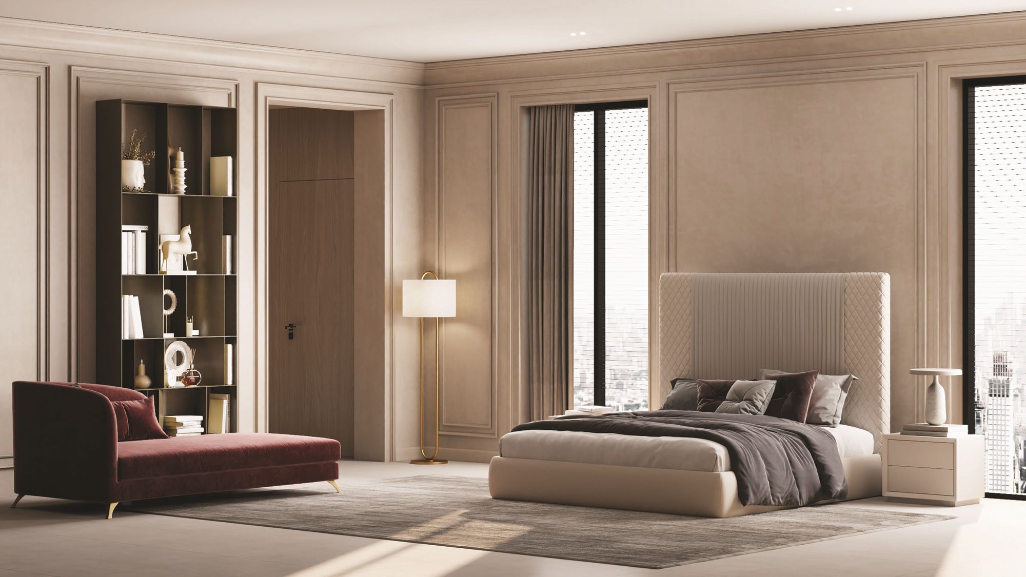 Двуспальная кровать из ткани с мягким изголовьем CASA +39 Луна ARCH-00078487 - Вид №1