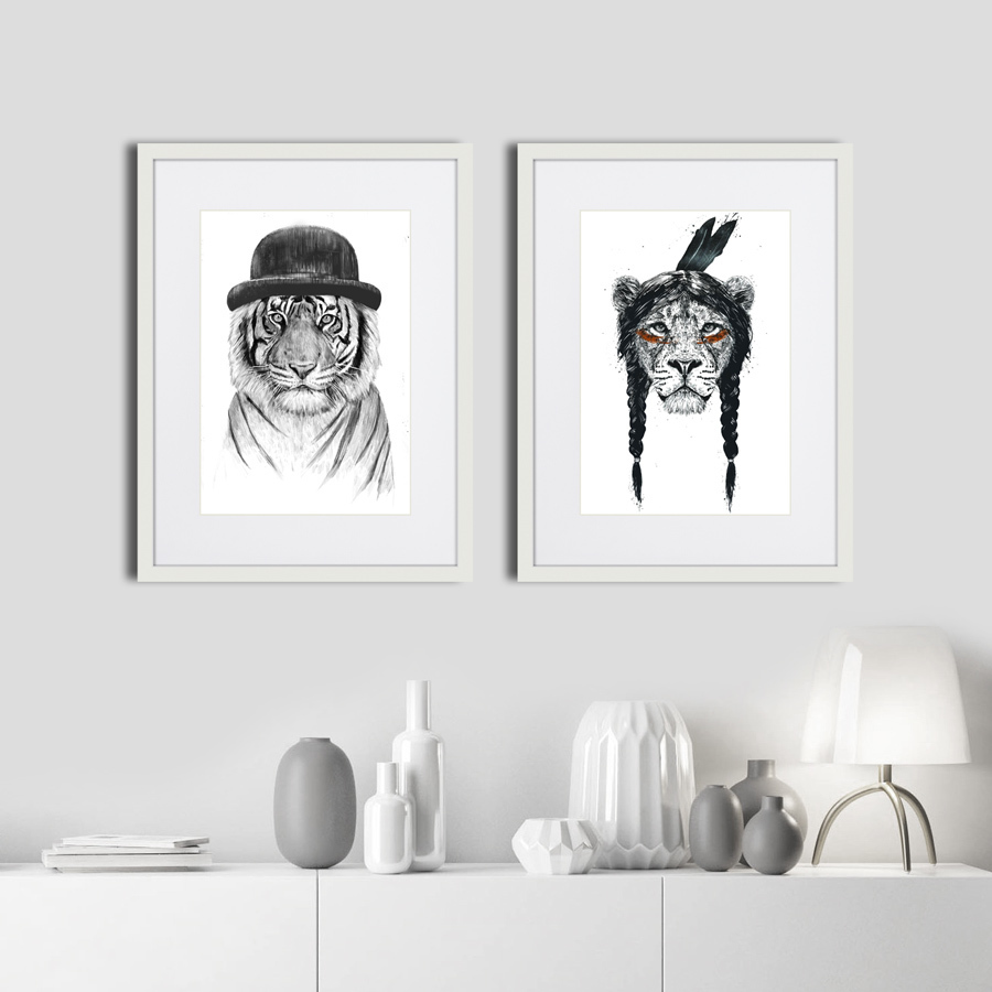 Картина черно-белая 42х32 см Welcome To The Jungle КАРТИНЫ В КВАРТИРУ  00-3894671 Белый;черный  - Вид №2