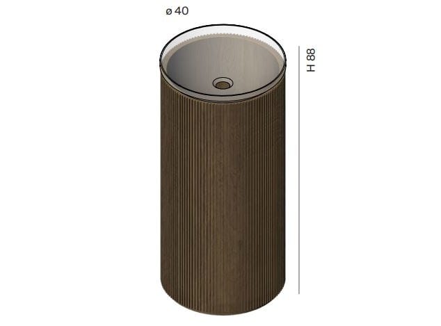 Круглый отдельно стоящий умывальник из мрамора и дуба Inbani решетки ARCH-00019008 - Вид №5