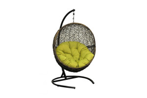 16496959 Подвесное кресло Lunar Coffee, каркас черный, подушка зеленая 3119-4147 Leset