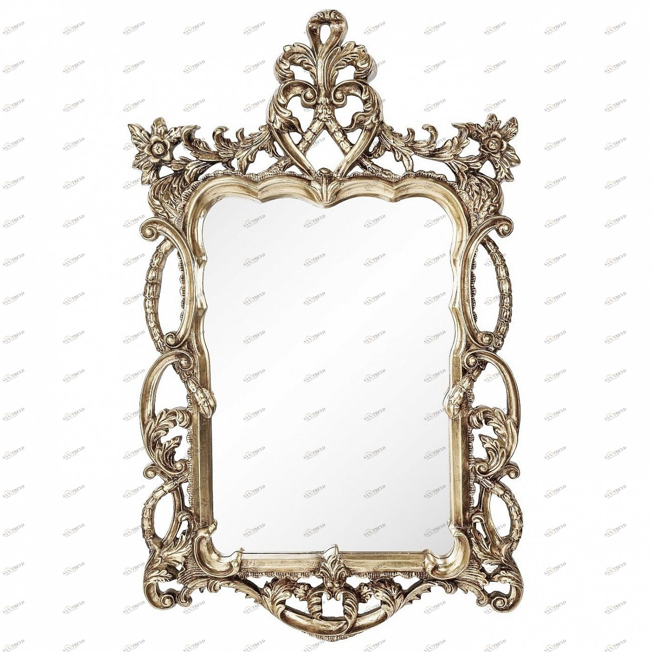 Зеркало настенное прямоугольное 123х76 см античное серебро Floret Silver ART-ZERKALO ДИЗАЙНЕРСКИЕ 00-3884083 Зеркальный;серебро 