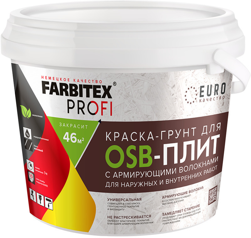 90445956 Краска-грунт акриловая для OSB плит 3 в 1 4300008009 3 кг цвет белый STLM-0225301 FARBITEX