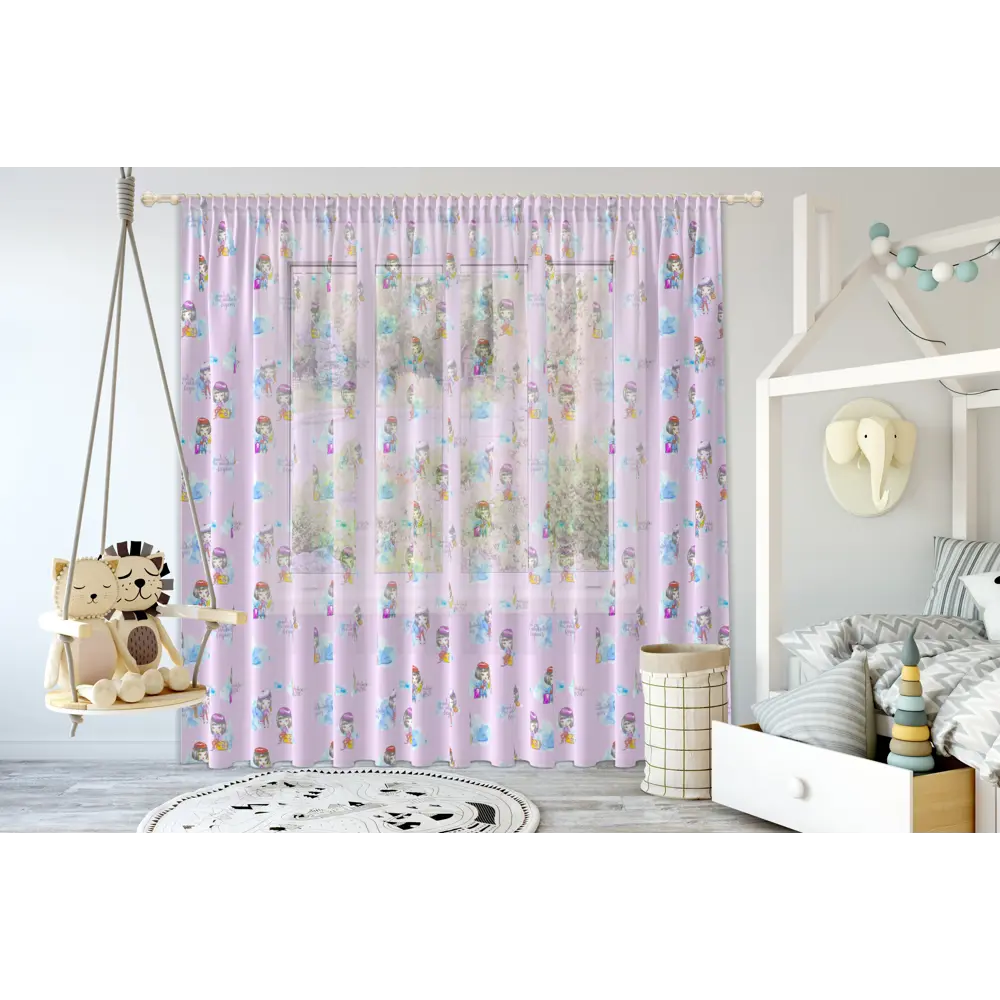 Тюль 1 м/п Девочка турист вуаль 300 см цвет розовый GARDEN STLM-2028199 - Вид №3