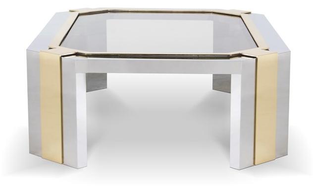 KOKET Низкий журнальный столик из нержавеющей стали и стекла sun-id-1457870 - Вид №2