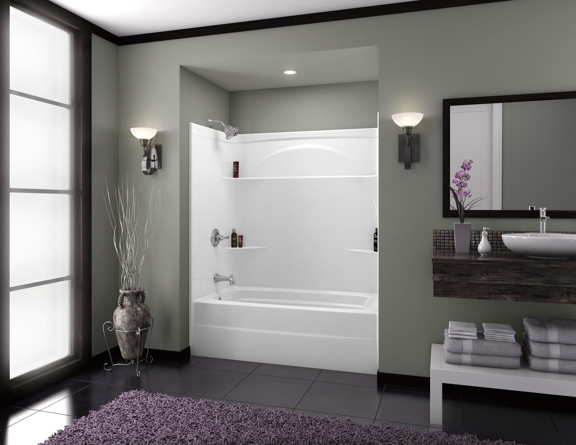 Цельная ванна 60 "x 32" с душем, левый слив Delta Faucet 226032AL00 - Вид №1