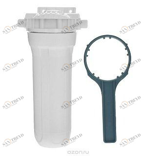 Корпус Гейзер 10" 1/2  матовый для холодной воды, с пластиковой резьбой 50502