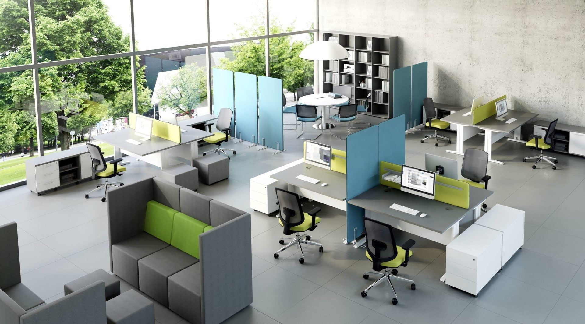 Прямоугольный секционный стол со звукопоглощающими перегородками MDD Ogi ARCH-00095683 - Вид №1