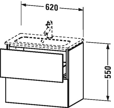 LC625601313 Тумбочка подвесная компакт L-Cube #LC6256 620 x 391 мм Американский орех, натуральный шпон Duravit - Вид №1