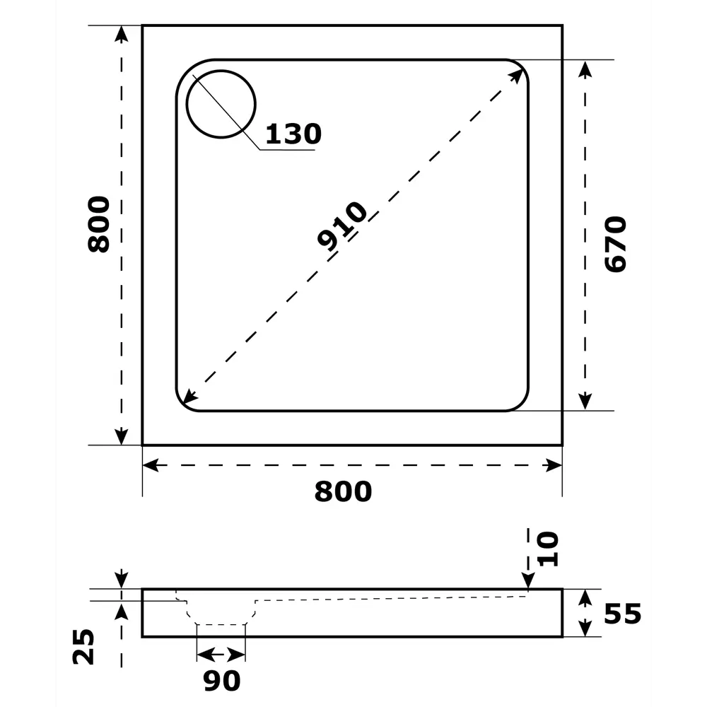 Santreyd Slim — акриловый душевой поддон 80×80 см 82677814 STLM-0033832 - Вид №3