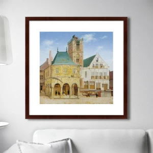 Картина в раме 78,5х78,5 см The Old Town Hall of Amsterdam, 1657г. КАРТИНЫ В КВАРТИРУ  264152 Бежевый;голубой;разноцветный