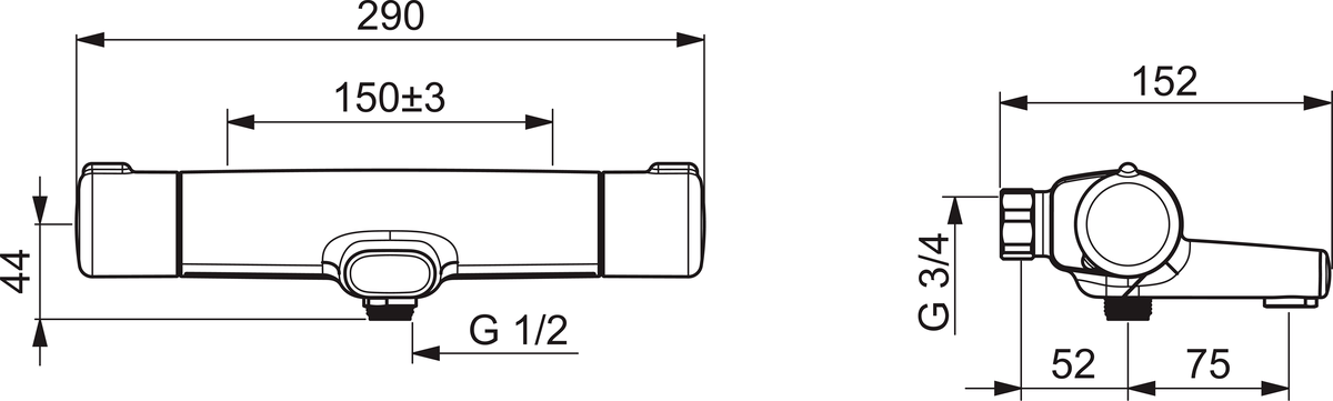 Oras 7462G Смеситель для душа и излив 7462G Nova Хром  - Вид №1