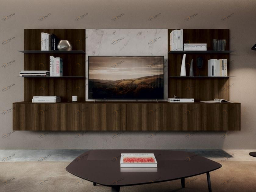 Febal Casa Оборудованная лакированная стена с тумбой под телевизор sun-id-1375628