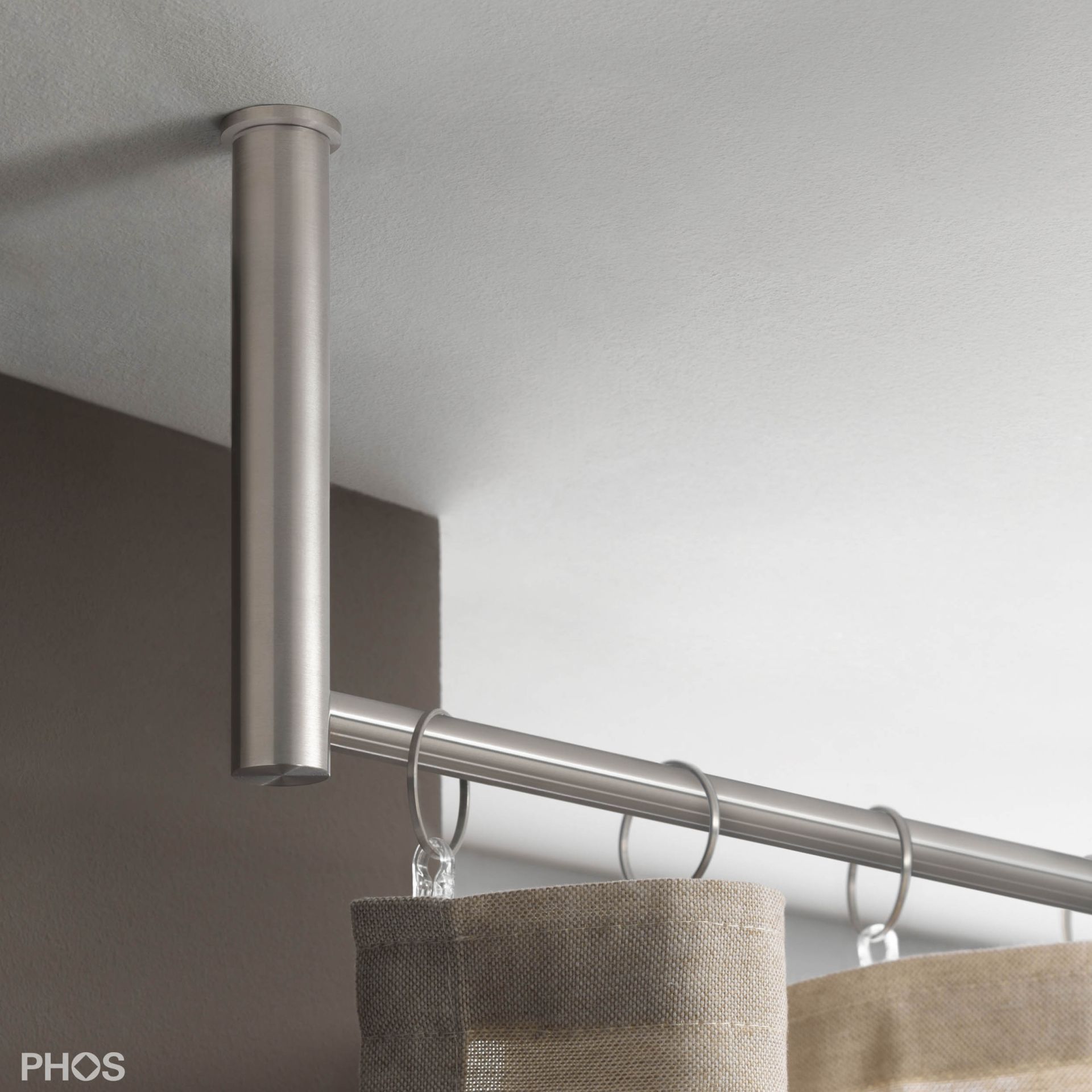 VS20-140E2600-D Комплект карнизов: 260 см с 2 концевыми кронштейнами и 1 кронштейном в качестве центральной опоры (большое расстояние от потолка) PHOS 