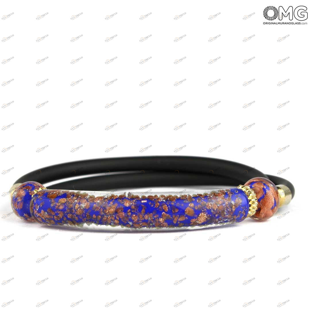 3725 ORIGINALMURANOGLASS Браслет Серена - синий с авантюрином - муранское стекло OMG 18 см 