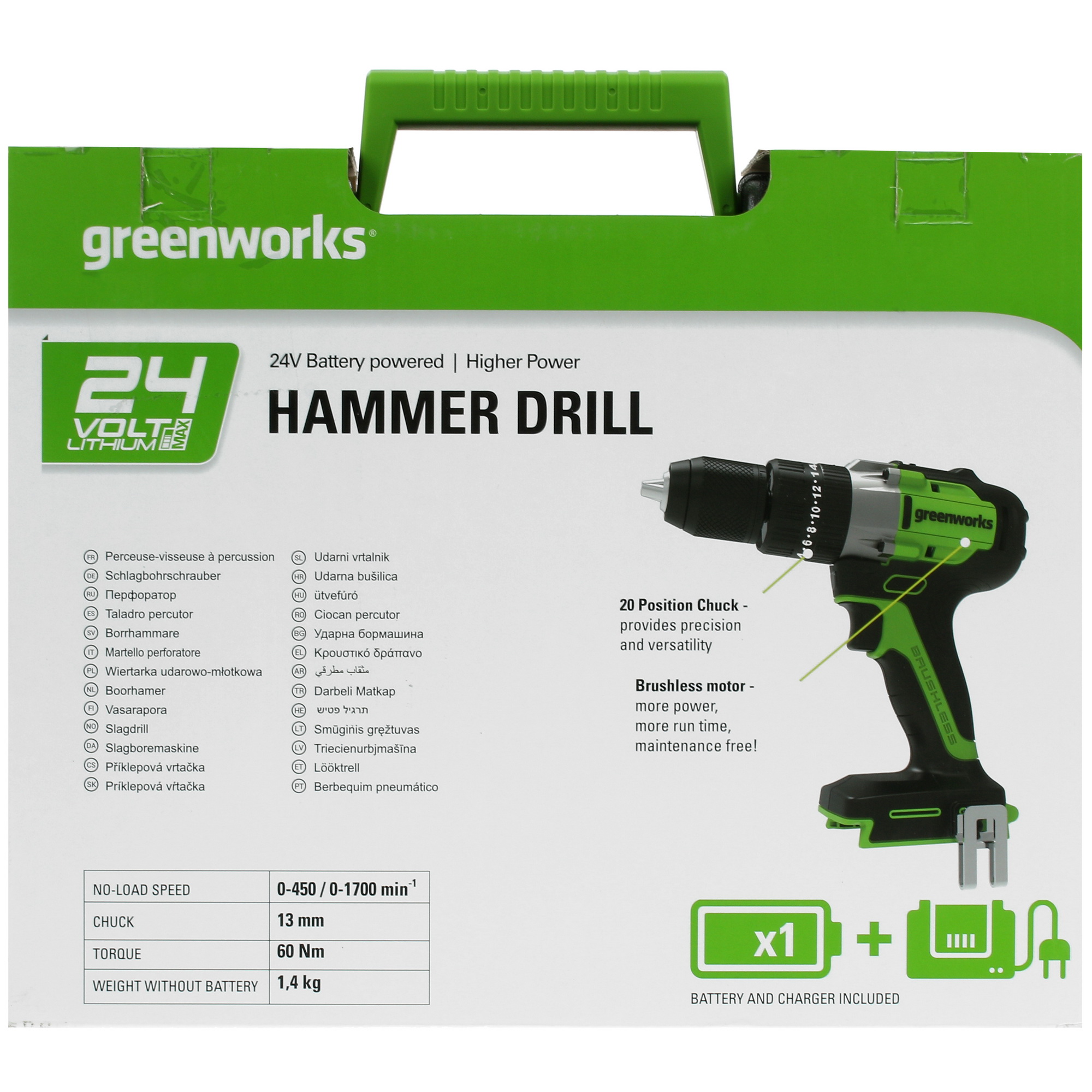 Дрель-шуруповерт GreenWorks GD24DD60K2 24V 5346969 STDN-0144706 - Вид №8