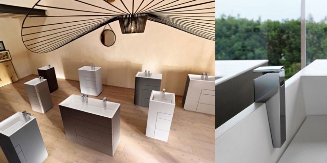 Комбинация ванной комнаты T103 в отделке SHORT 100 Milltek/Bianco MILLDUE TOUCH TOUCH103 - Вид №2