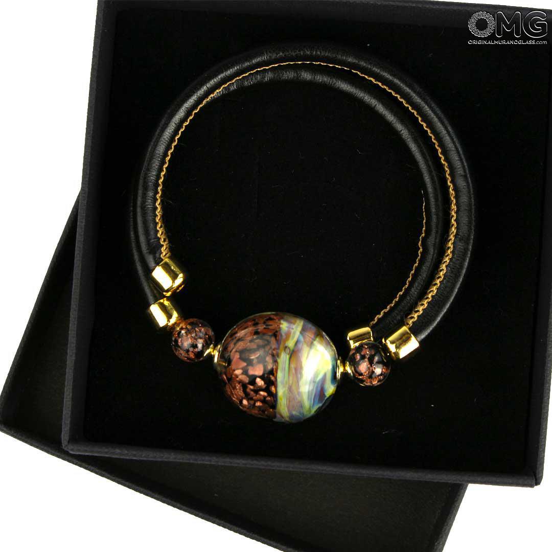 3741 ORIGINALMURANOGLASS Браслет Великолепный - халцедоновое стекло и авантюрин - муранское стекло OMG 18 см  - Вид №1