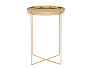 Круглый металлический журнальный столик с подносом