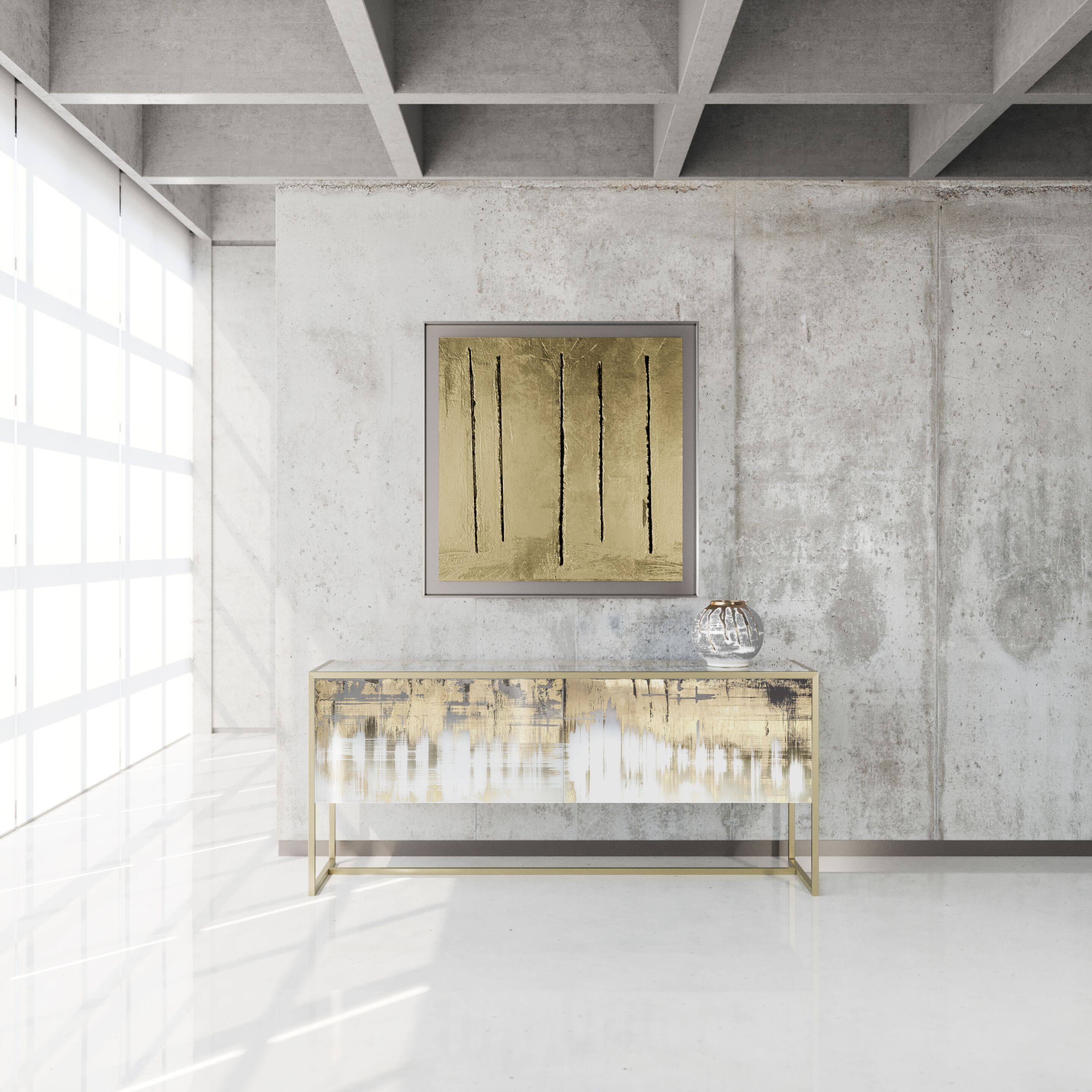 Деревянный шкаф со стеклянными ящиками ARTE VENEZIANA итальянские пейзажи ARCH-00117450 - Вид №3