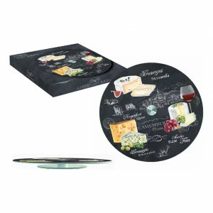 Вращающееся блюдо стеклянное для сыра 32 см черное "Мир сыров" EASY LIFE МИР СЫРОВ 00-3946608 Черный