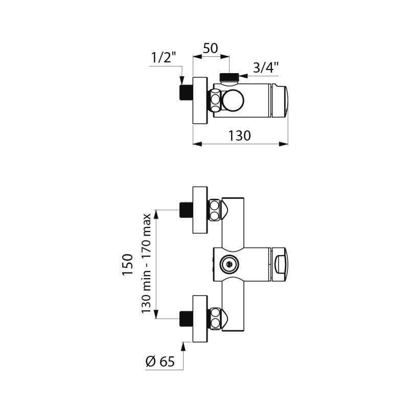 794400 Смеситель для душа TEMPOMIX 3 DELABIE  - Вид №1