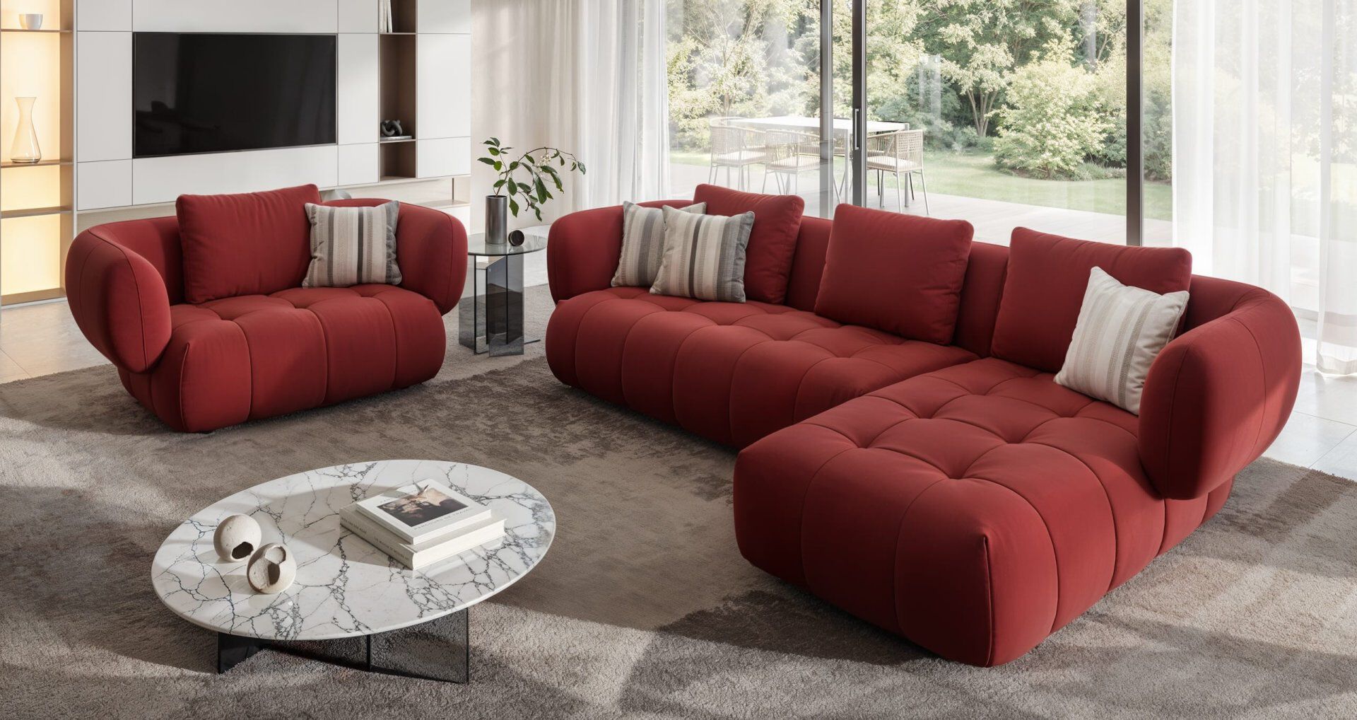 4-местный тканевый диван с полуостровом Sofanella море ARCH-00151944 - Вид №4