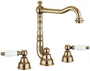 121643BR Смеситель Deco Ceramic 121643 с донным клапаном для раковины на 3 отверстия, цвет бронза