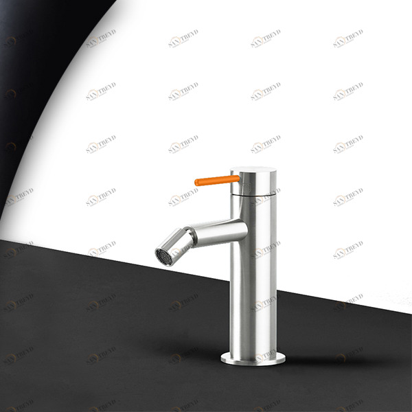 Смеситель для биде сталь глянцевая с оранжевой ручкой Toki Radomonte TKI4LCIL14