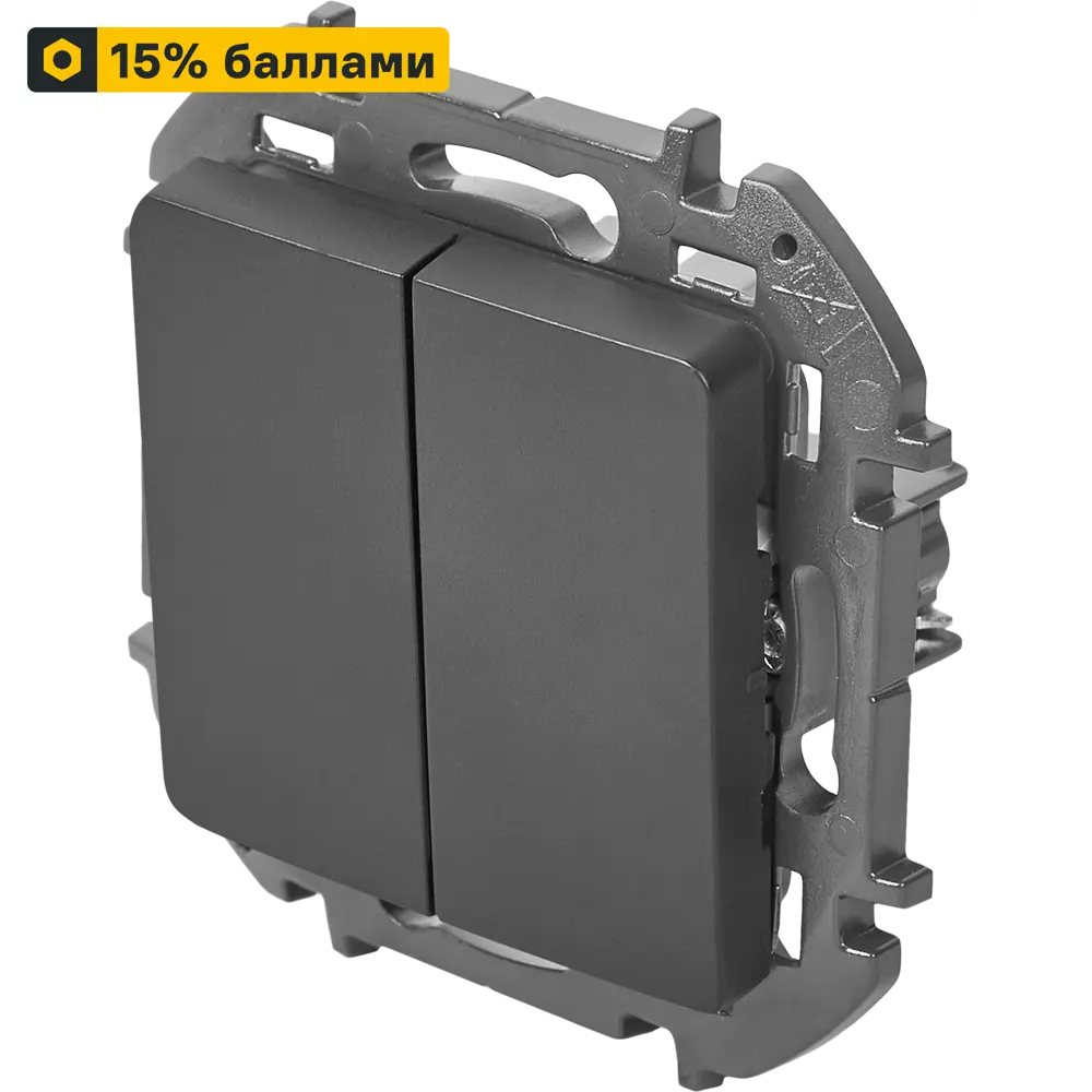 LEXMAN LILIAN - двухклавишный переключатель скрытого монтажа в антрацитовом исполнении 86761712 STLM-1107413