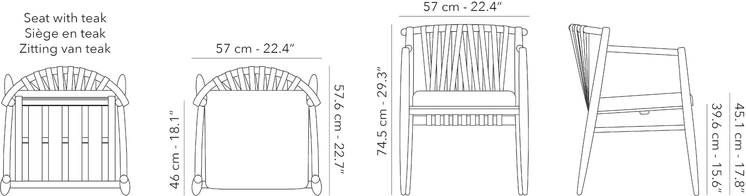 Стул для сада из тикового дерева с подлокотниками Jardinico Noa ARCH-00040763 - Вид №4