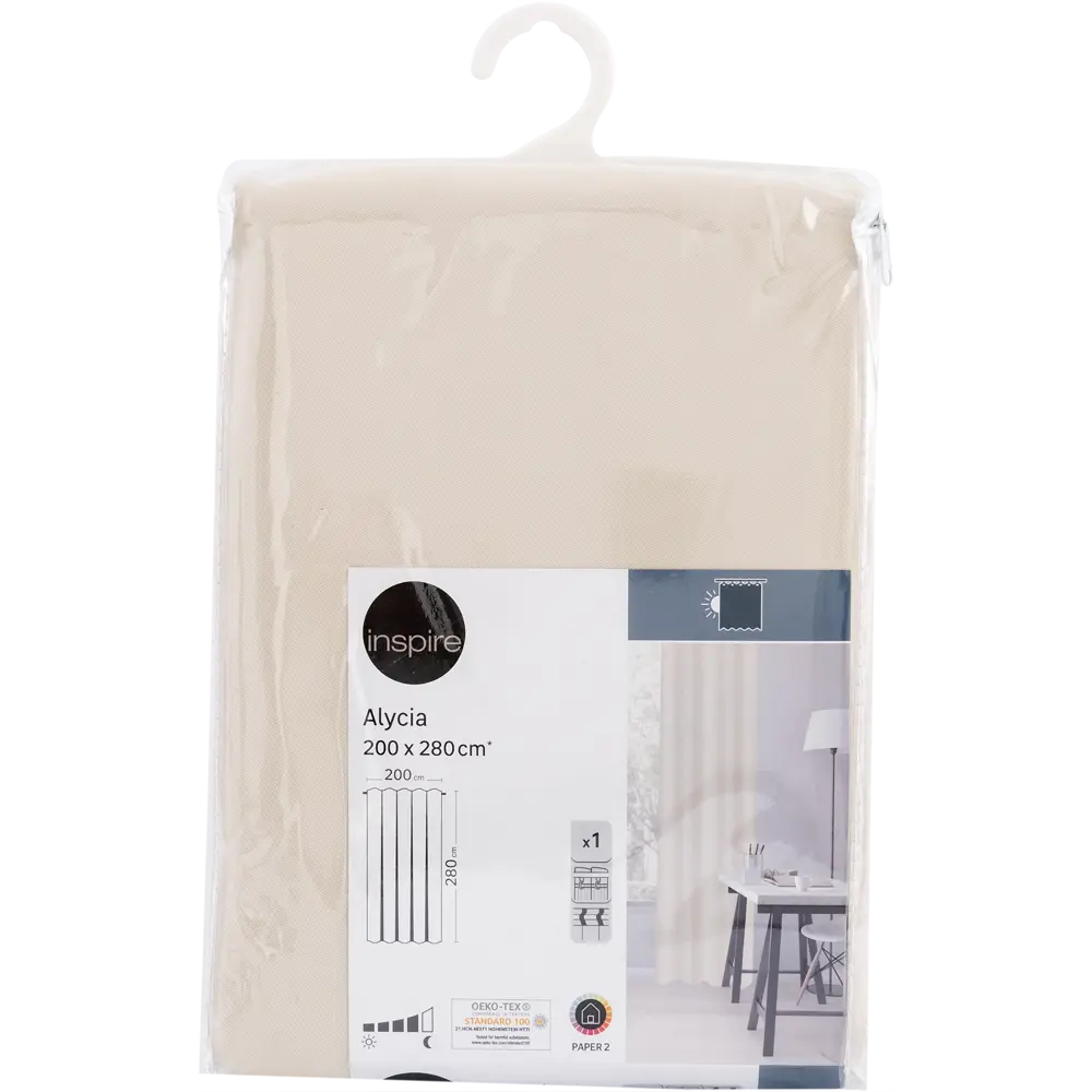 Штора на ленте со скрытыми петлями блэкаут Inspire Alycia 200x280 см цвет серо-бежевый Paper 2 83542780 STLM-2160129  - Вид №8