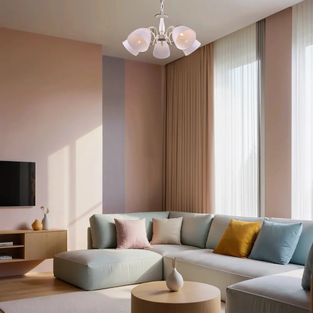 Люстра потолочная Богема 5 ламп 15 м² цвет белый РОССВЕТ STLM-2049357 - Вид №8