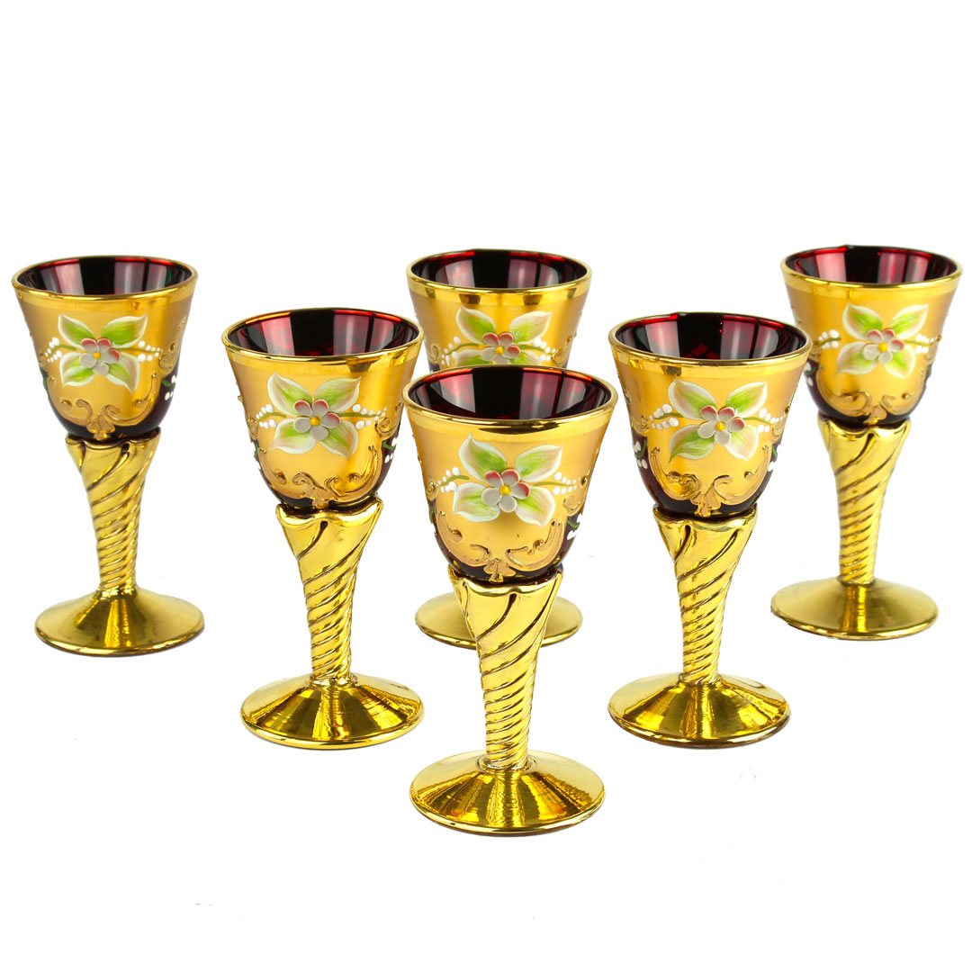 4245 ORIGINALMURANOGLASS Набор рюмок для водки - trefuochi - муранское стекло OMG 5 см  - Вид №1