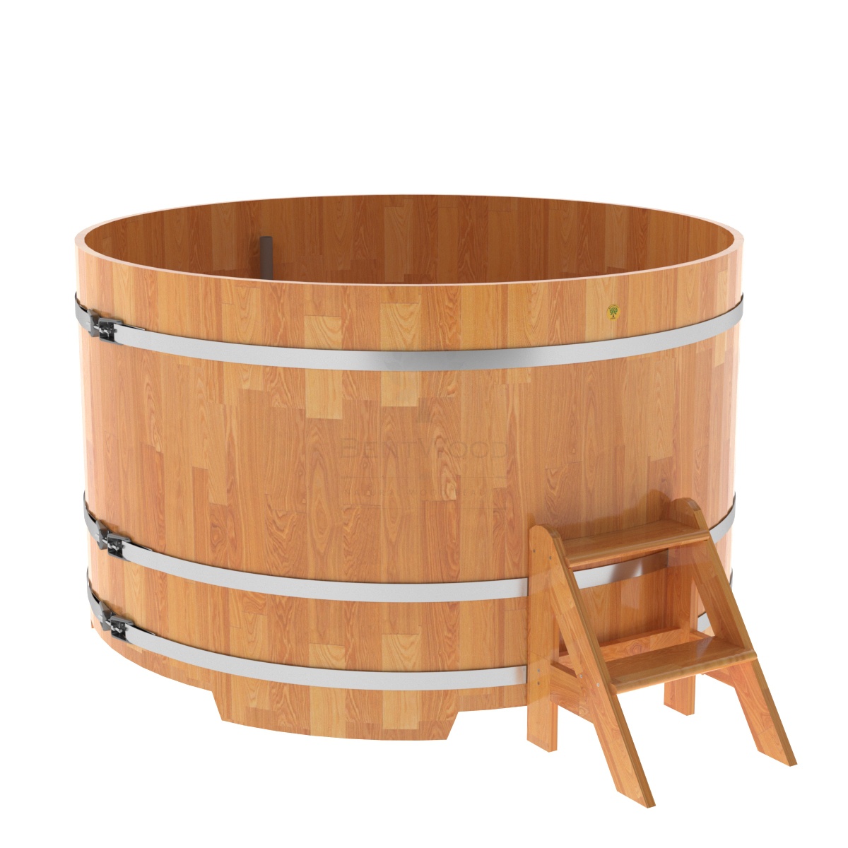 1557 Купель круглая из сращенных ламелей лиственницы d=1,80х1,1 натуральная Alyarus 