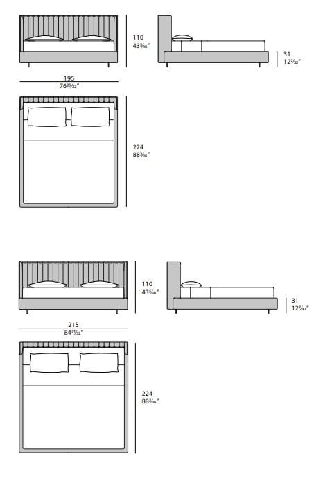 Двуспальная кровать из ткани и кожи с мягким изголовьем Turri Domus ARCH-00029363 - Вид №8