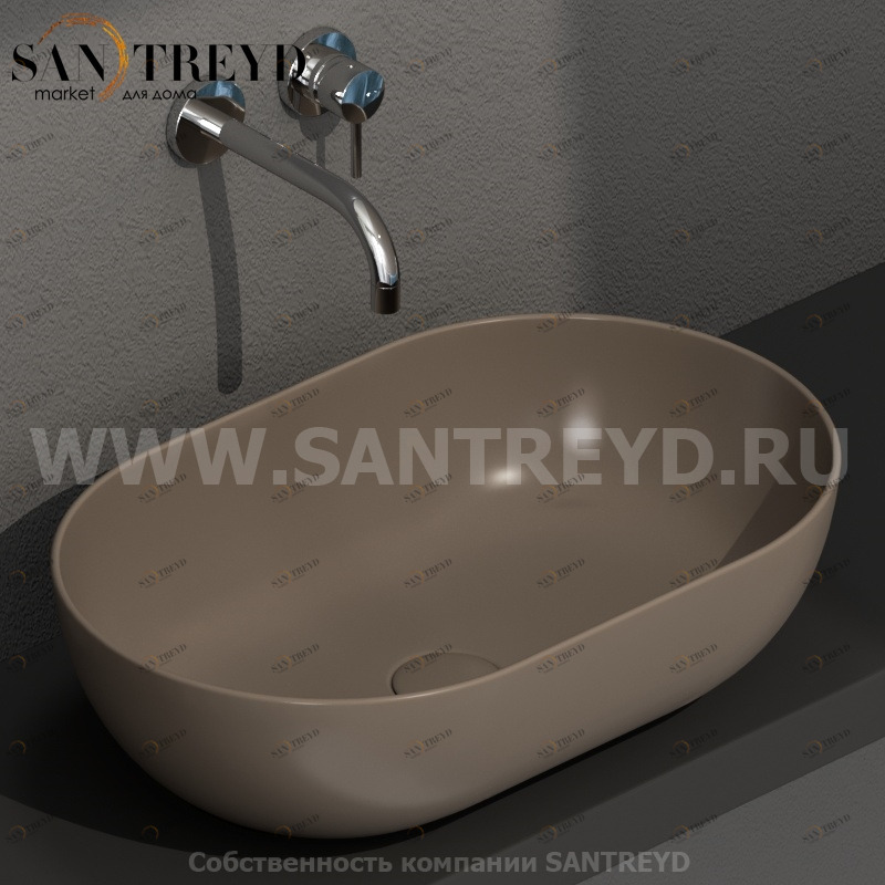 B6O54CS Накладная раковина на столешницу  овальная Ceramica Globo T-EDGE