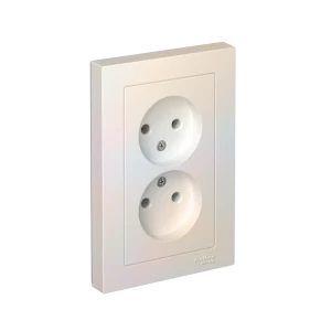 Розетка двойная встраиваемая Systeme Electric AtlasDesign без заземления цвет жемчужный 89457354 STLM-2078317
