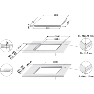 Варочная панель индукционная Indesit IB 65B60 NE 4 конфорки 59x51 см цвет чёрный