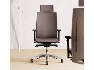 Регулируемое по высоте офисное кресло руководителя с подголовником