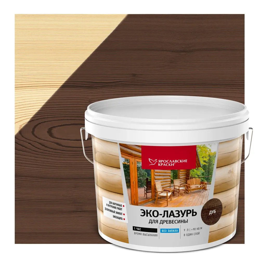 Ярославские краски Эко-Лазурь для древесины - защита и декор под дуб 9 л 83306807 STLM-0040306