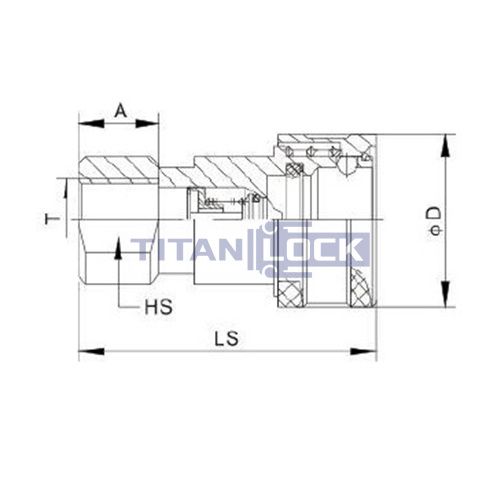 3/4in, БРС серия B, ISO 7241-B, розетка, нерж. сталь 304 TL6BF-S TITAN LOCK  - Вид №1