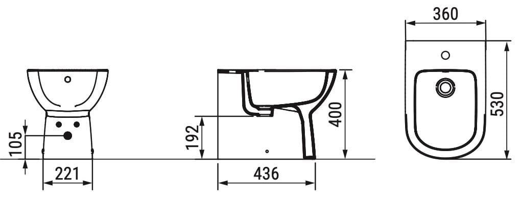 Керамическая настенная проволока для биде с переливом Ceramica Dolomite Gemma2 ARCH-00032337 - Вид №6