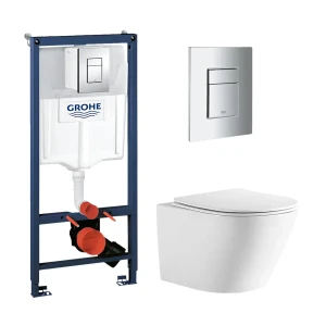 Комплект инсталляция и унитаз Aquatek Grohe Либерти Торнадо безободковый с микролифтом