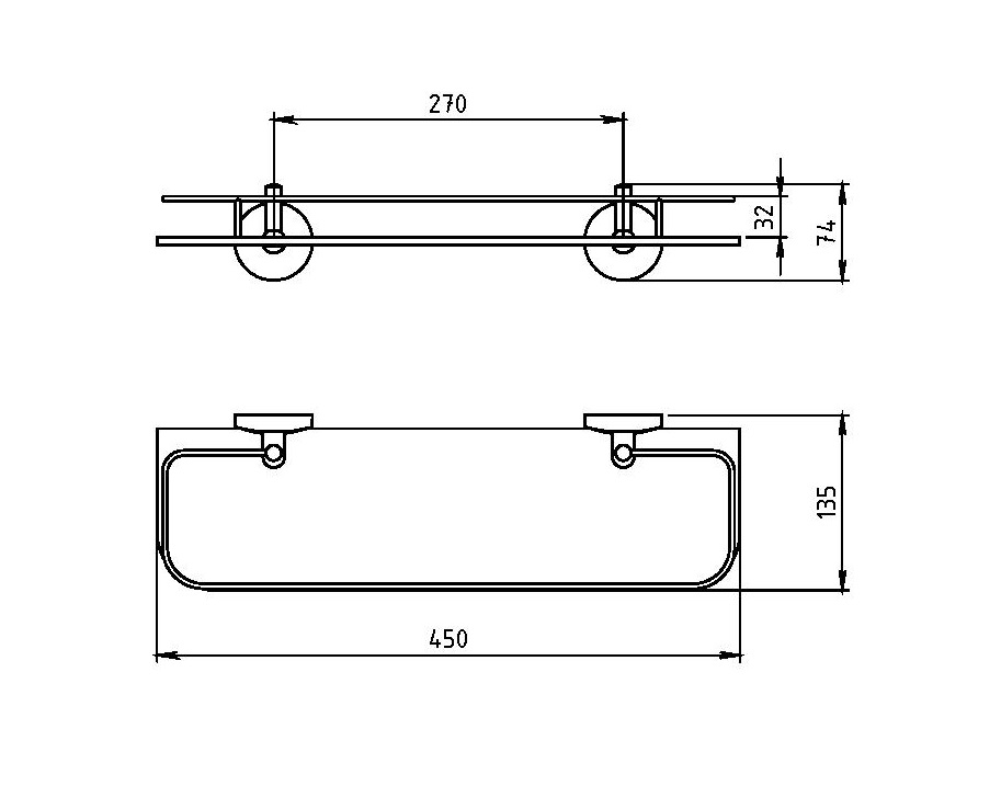 Полка с откидным ограждением Novaservis Metalia 1 6175.0 хром 61750 - Вид №1
