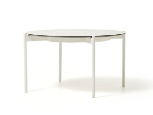 Круглый журнальный столик с металлическим основанием и столешницей из HPL