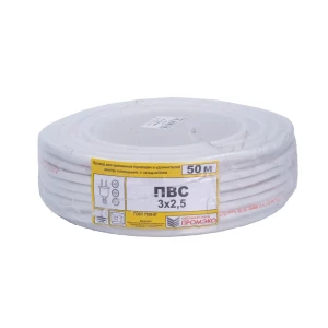 Провод Промэко ПВС 3x2.5 50 м ГОСТ цвет белый 82912102 STLM-2162067